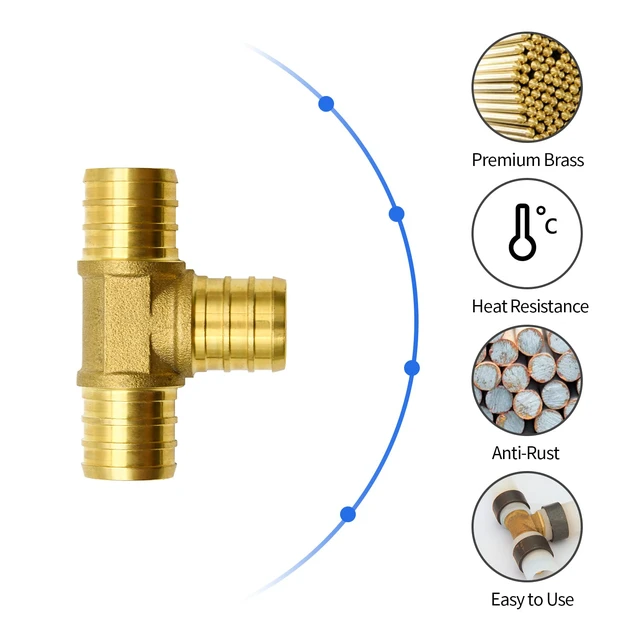 Alt view image 2 of 7 - 25 Pack 3/4" PEX Fittings, Brass Tee Fittings for PEX Tubing Pipe