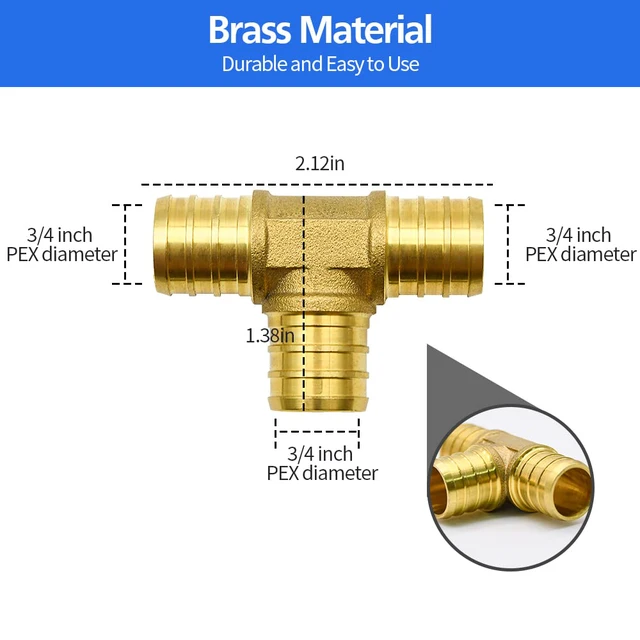 Alt view image 4 of 7 - 15pcs 3/4" Brass PEX Fittings, Elbow TEE Straight Couplings Set for PEX Pipe