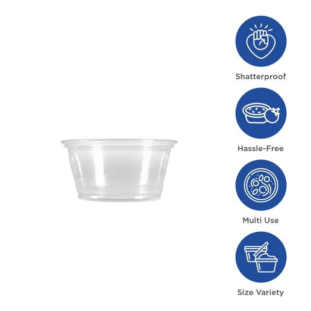 Alt view image 3 of 7 - 2.5oz Jello Shot Cups - Polypropylene - 2,500 Case - Ideal Condiment Containers/Souffle Cups - Dressings, Sauces, Dips - FP-P250-PP