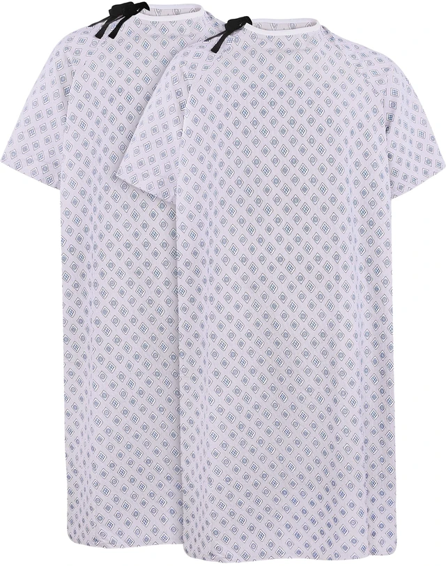 Main image of Unisex Hospital Gowns Back-Tie Patient Gowns Women Men Fits Sizes up to 2XL Lightweight, Loose-Fit, Comfortable, Soft, Multipurpose, Medical & Everyday Utility