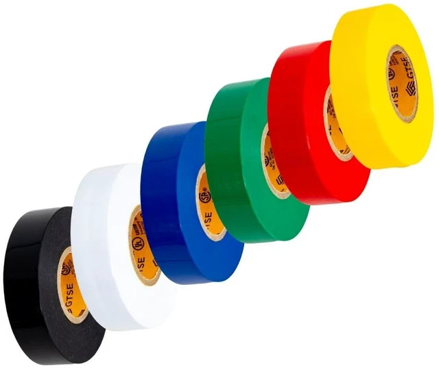 Main image of Mixed Colors Electrical Tape 6 Rolls, 3/4in x 66ft, UL/CSA Listed Waterproof PVC Vinyl Tape, UL/CSA Listed, Self Adhesive - For Wire Insulation & Electrical Repairs