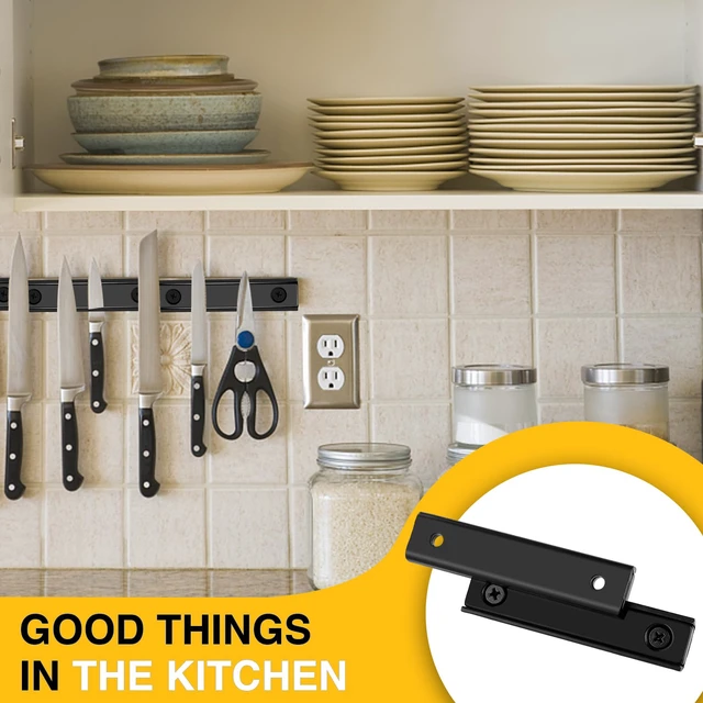 Alt view image 5 of 6 - Magnets Strips,24 Packs 80 LBS Countersunk Hole Magnet with Screws Black Heavy Duty Magnetic Plate with Rare Earth Neodymium for Cabinet Bar Flat Wall Door in Classroom Bedroom and Office