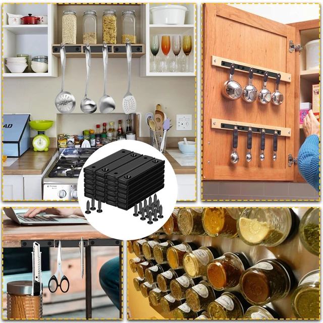 Alt view image 6 of 6 - Magnets Strips,24 Packs 80 LBS Countersunk Hole Magnet with Screws Black Heavy Duty Magnetic Plate with Rare Earth Neodymium for Cabinet Bar Flat Wall Door in Classroom Bedroom and Office