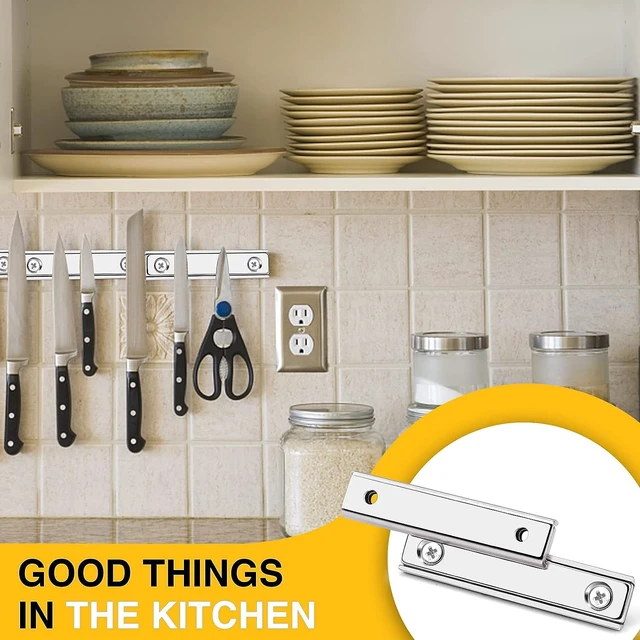 Alt view image 5 of 6 - Magnets Strips,80 LBS 24 Packs Countersunk Hole Magnet with Screws Silver Heavy Duty Magnetic Plate with Rare Earth Neodymium for Cabinet Bar Flat Wall Door in Classroom Bedroom and Office