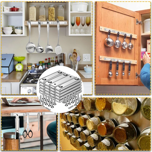 Alt view image 6 of 6 - Magnets Strips,80 LBS 24 Packs Countersunk Hole Magnet with Screws Silver Heavy Duty Magnetic Plate with Rare Earth Neodymium for Cabinet Bar Flat Wall Door in Classroom Bedroom and Office
