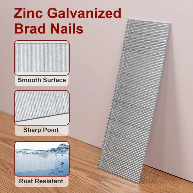 Alt view image 3 of 6 - 18 Gauge Brad Nails, 12000 Counts 1-3/4-inch 18 GA Brad Nails, Galvanized Nails for Nail Gun, Finishing Nail Gun Nails for Pneumatic, Electric Brad Nailer Gun