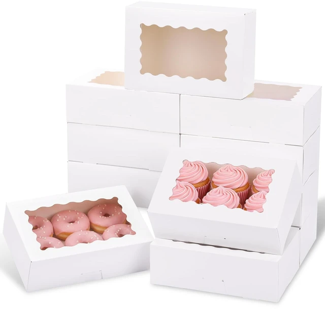 Main image of 45pcs Cookie Boxes with Window, 9x6x3in Auto-Popup Bakery Boxes Food-grade Pastry Containers for Chocolate Covered Strawberries, Candy, Muffins, Donuts