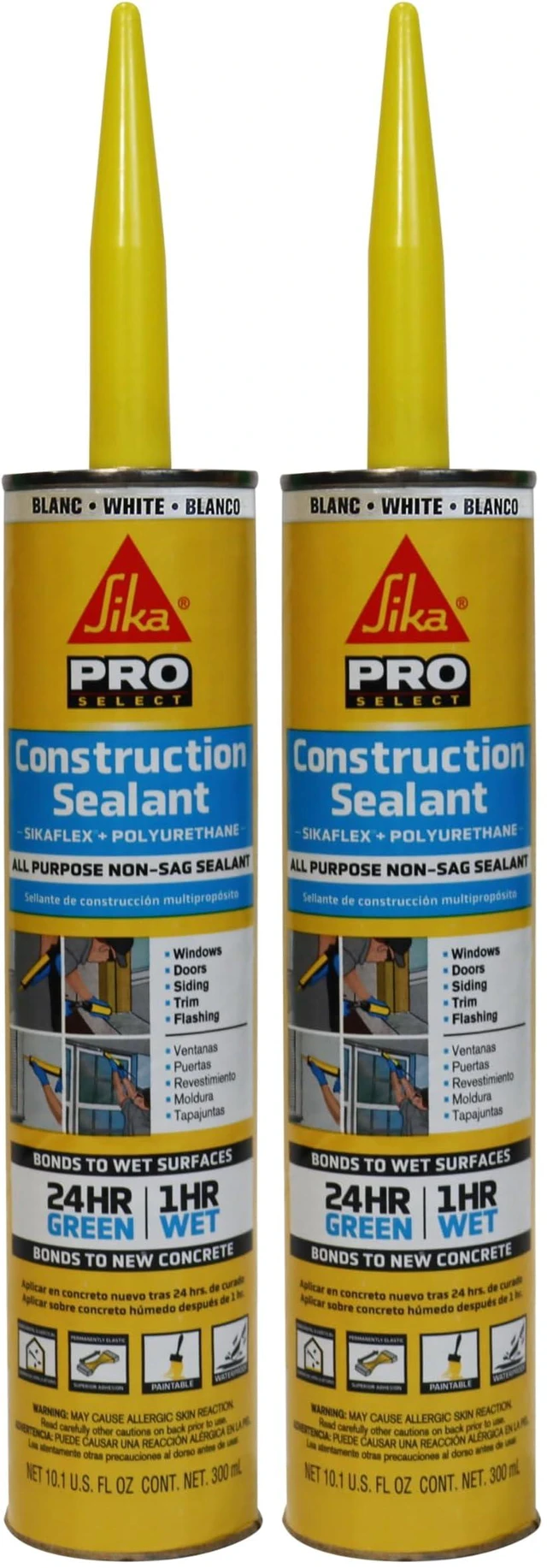 Main image of flex Construction Sealant - White, All-Purpose Polyurethane for Joints 1/2" or Smaller - 10.1 fl. oz - Weatherproof, High Elasticity, Paintable, Strong Adhesion, (Pack of 2)