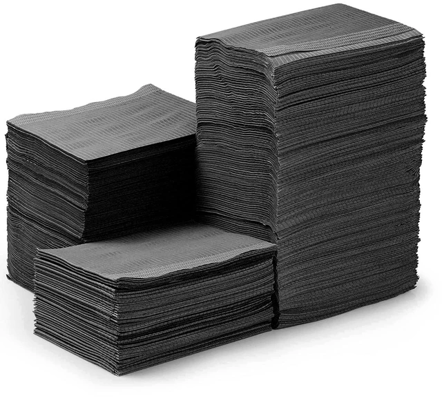 Main image of 250 Pack Black Dental Bibs, 3-Ply Dental Bibs Disposable 13" x 18" Waterproof Tattoo Bibs