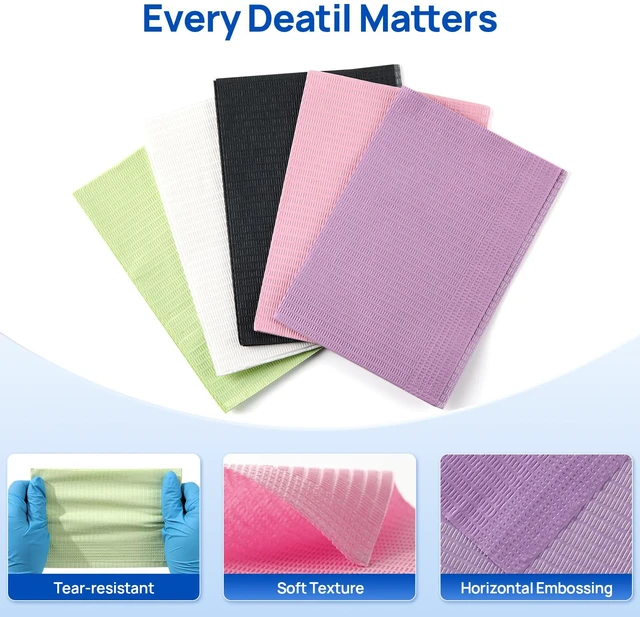 Alt view image 3 of 7 - 250 Pack Black Dental Bibs, 3-Ply Dental Bibs Disposable 13" x 18" Waterproof Tattoo Bibs