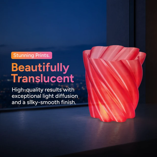 Alt view image 2 of 7 - Panchroma Translucent PLA Filament 1.75mm, 1kg, Red Neatly Wound, Semi Transparent PLA, Easy Print & Smooth Feeding, Compatible with Bambu Lab & Most 3D Printers
