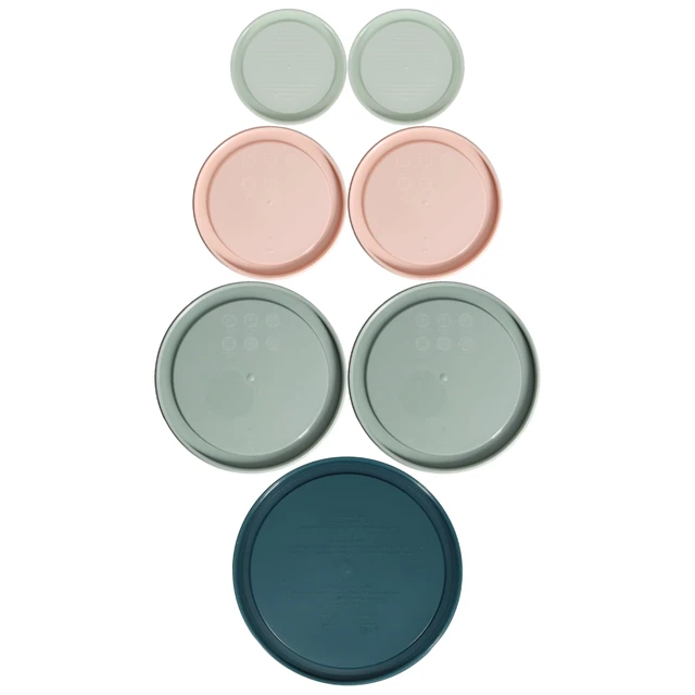 Alt view image 2 of 6 - 7-Pc Modern Day Themed Food Storage Replacement Lids - Made in USA (1-Cup) White Mint | (2-Cup) Rosewater Pink | (4-Cup) Tranquil Green | (6/7-Cup) Tarragon Green | Meal Prep | Covers