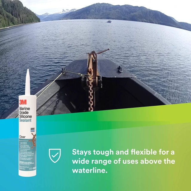 Alt view image 3 of 6 - Marine Grade Silicone Sealant, Clear, 304 mL Cartridge For above the waterline interior/exterior sealing on RVs, boats and more