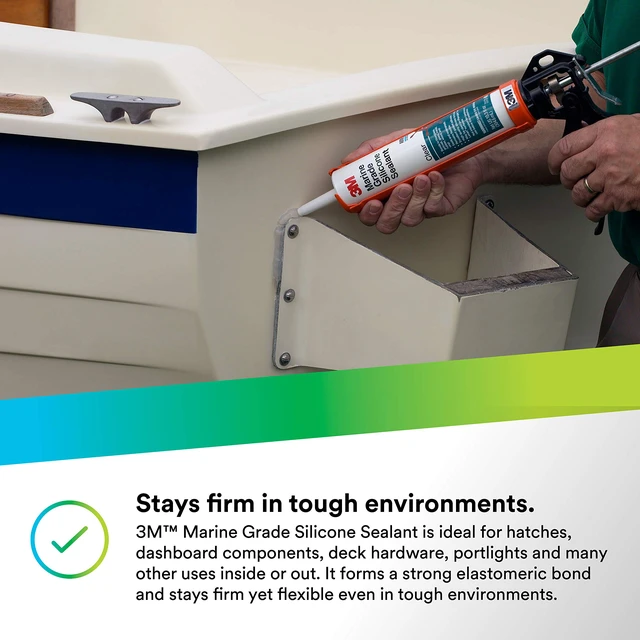 Alt view image 6 of 6 - Marine Grade Silicone Sealant, Clear, 304 mL Cartridge For above the waterline interior/exterior sealing on RVs, boats and more