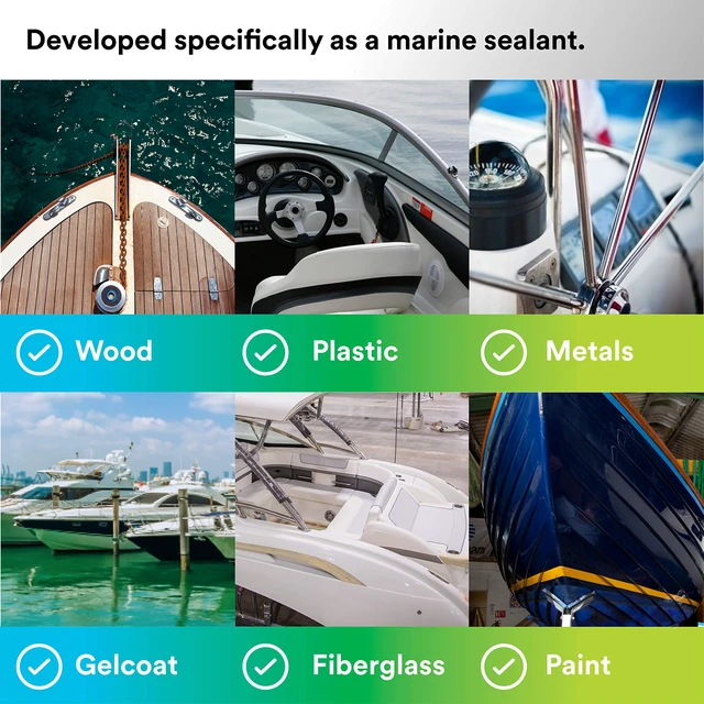 Alt view image 5 of 6 - Marine Grade Silicone Sealant, Clear, 304 mL Cartridge For above the waterline interior/exterior sealing on RVs, boats and more