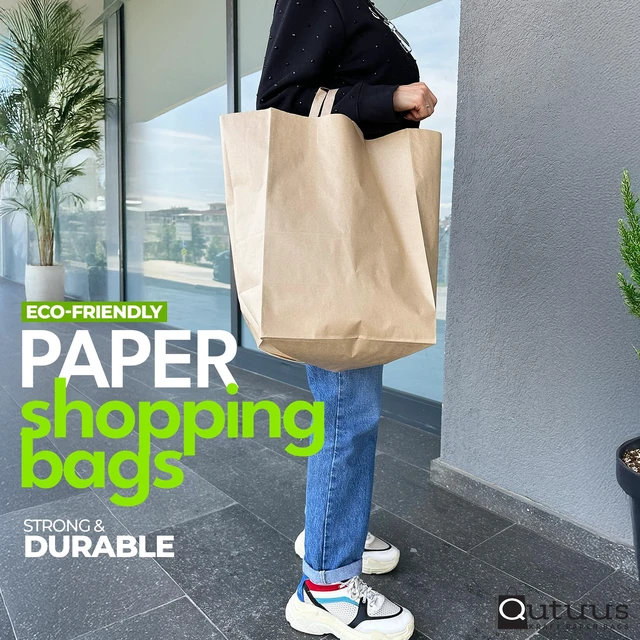 Alt view image 6 of 6 - Large Paper Bags with Handles Bulk - 50 Pcs 12x7x14 Large Paper Grocery Shopping Bags with Handles, Brown Sacks for Groceries, Recycling, Delivery, Take Out, To Go,