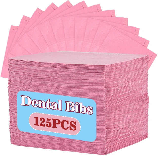 Main image of 125pcs Dental Bibs Disposable - Pink Dentist Bib for Nail, Tattoo 18"x13" Nail Mat, Paper Towel, Napkins for Nail Table, Tattoo Tray Covers, Lash, Manicure Tech, Art Essential Stuff Supplies