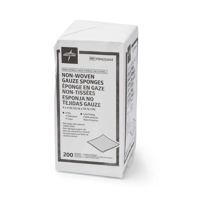 Alt view image 6 of 6 - Non-Woven Non-Sterile Gauze Sponge, 4 x 4 Inch, 4-Ply Rayon/Polyester Blend, Virtually Non-Adherent, Less Linting, Balance of Strength and Absorbency, 10 Packs of 200