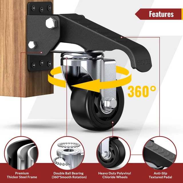 Alt view image 3 of 7 - Heavy Duty Workbench Casters 3 Inch Retractable Casters with Lifting and Lowering Function 360° Rotation Ideal for Workbenches or Other Equipment Maximum Load of 1100 lbs