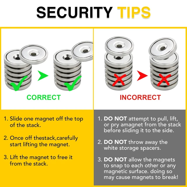 Alt view image 4 of 6 - Magnets with Countersunk Hole,1.26 Inch 110LBS 12 Pack Heavy Duty Magnet Rare Earth Neodymium Strong Round Base Cup and Stainless Screws for Refrigerator,Office,Craft