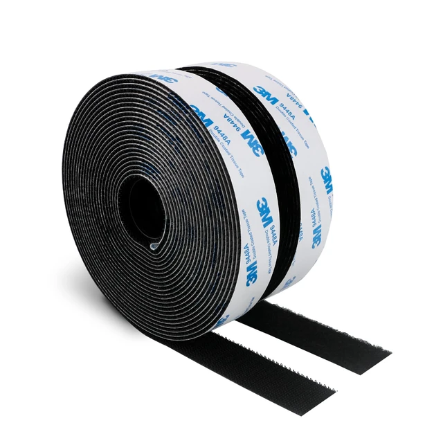 Main image of 3M Hook and Loop Self Adhesive Tape 3/4" x 20Ft 9448A Sticky Back Black Interlocking Nylon Fabric Fastener Heavy Duty Adhesion Strip Tape