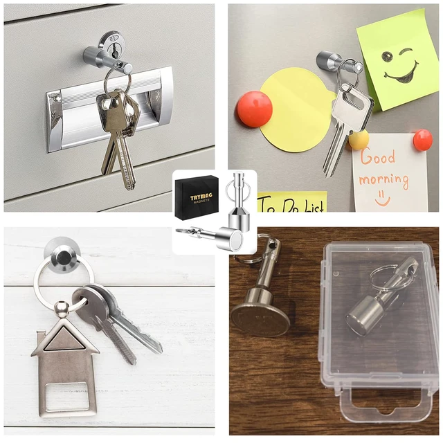Alt view image 3 of 7 - 10 Pack Magnet Key Chain Gold Testing Kit, Silver Magnetic Key Holder Silver Tester for Jewelry Test Rare Earth Magnets Precious Metal Keychain Pocket Ring Small Neodymium