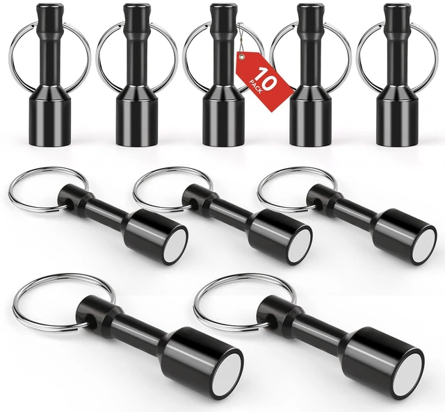 Main image of 10 Pack Magnet Key Chain Gold Testing Kit, Black Magnetic Key Holder Silver Tester for Jewelry Test Rare Earth Magnets Precious Metal Keychain Pocket Ring Small Neodymium