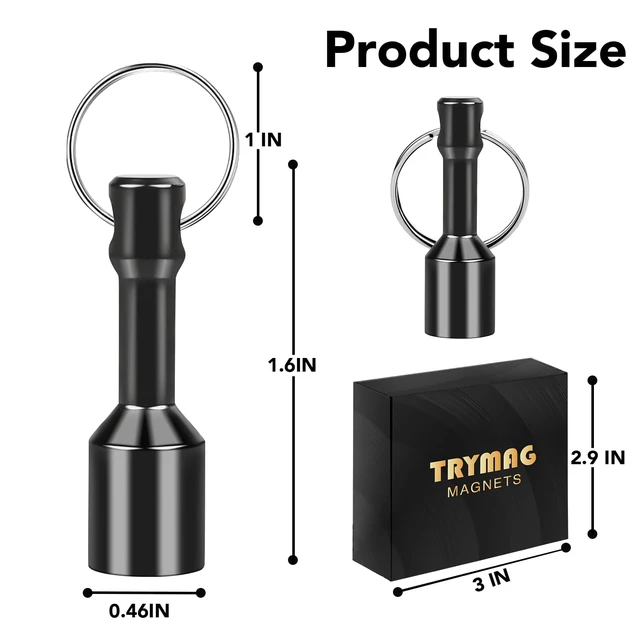 Alt view image 2 of 7 - 10 Pack Magnet Key Chain Gold Testing Kit, Black Magnetic Key Holder Silver Tester for Jewelry Test Rare Earth Magnets Precious Metal Keychain Pocket Ring Small Neodymium