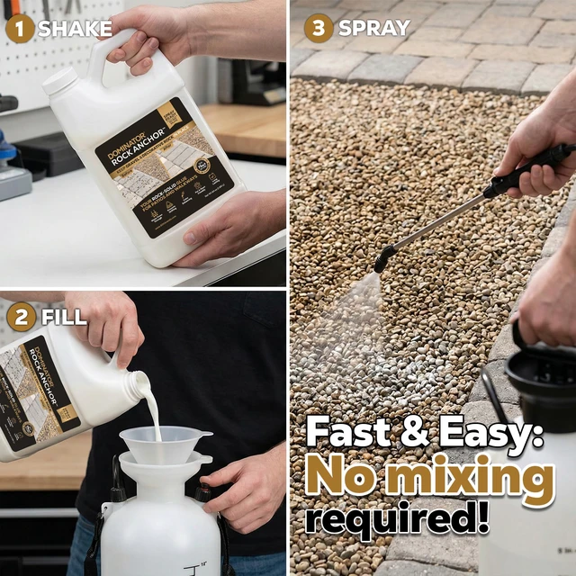 Alt view image 3 of 7 - Rock Anchor 64oz - Rock Glue for Landscaping Gravel & Stone, Ready to Spray, Locks in River Rock, Pea Gravel & Decorative Rock, Prevents Scattering & Washouts, Water-Based