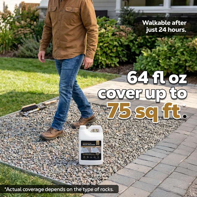 Alt view image 5 of 7 - Rock Anchor 64oz - Rock Glue for Landscaping Gravel & Stone, Ready to Spray, Locks in River Rock, Pea Gravel & Decorative Rock, Prevents Scattering & Washouts, Water-Based