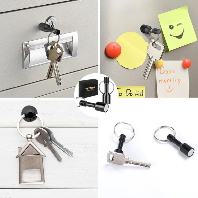Alt view image 7 of 7 - 10 Pack Magnet Key Chain Gold Testing Kit, Black Magnetic Key Holder Silver Tester for Jewelry Test Rare Earth Magnets Precious Metal Keychain Pocket Ring Small Neodymium
