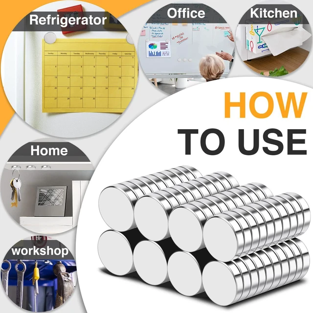 Alt view image 5 of 5 - Small 10x2mm 200Pcs Round Refrigerator Magnets Tiny Rare Earth Mini Neodymium Multi-Use Magnets for Fridge, Whiteboard, Crafts, Dry Erase Board, Office