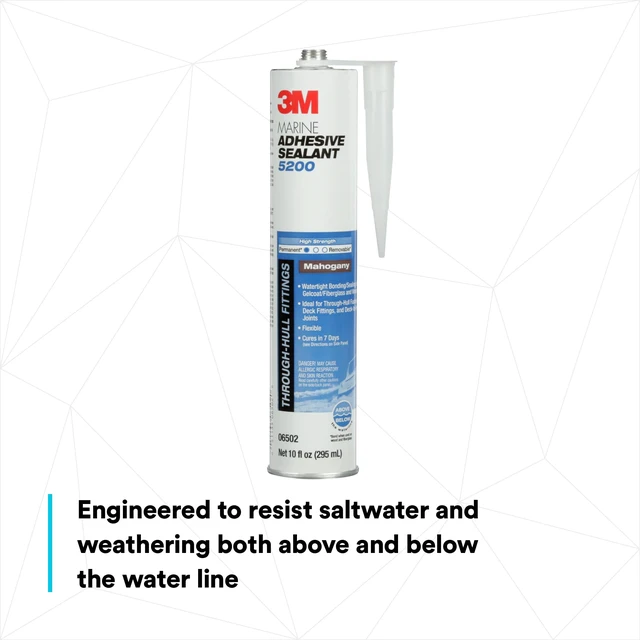 Alt view image 4 of 7 - Marine Adhesive Sealant 5200, Mahogany, 295 mL Cartridge with Nozzle Flexible Bonds, Long Work-Time
