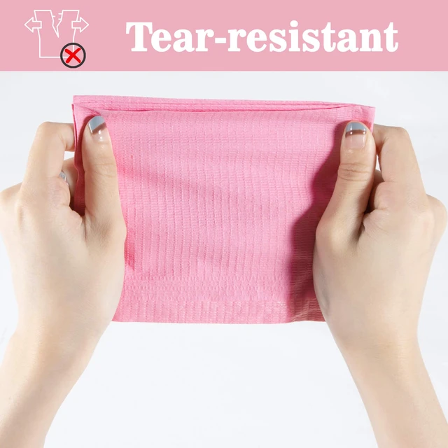 Alt view image 5 of 7 - 125pcs Dental Bibs Disposable - Pink Dentist Bib for Nail, Tattoo 18"x13" Nail Mat, Paper Towel, Napkins for Nail Table, Tattoo Tray Covers, Lash, Manicure Tech, Art Essential Stuff Supplies