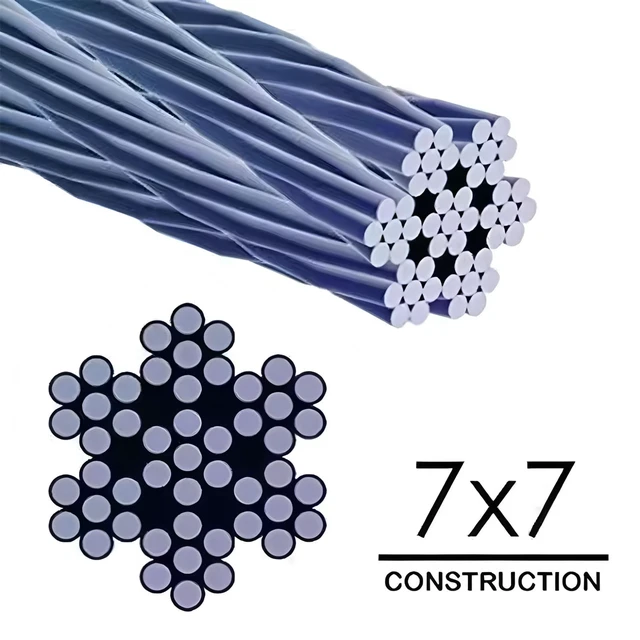 Alt view image 4 of 7 - Wire Rope,Equipped with Crimping Pliers,1/16 Wire Rope, Aircraft Cable,304 Stainless Steel Cable,7x7 Strand Core 492FT,368lbs Breaking Strength
