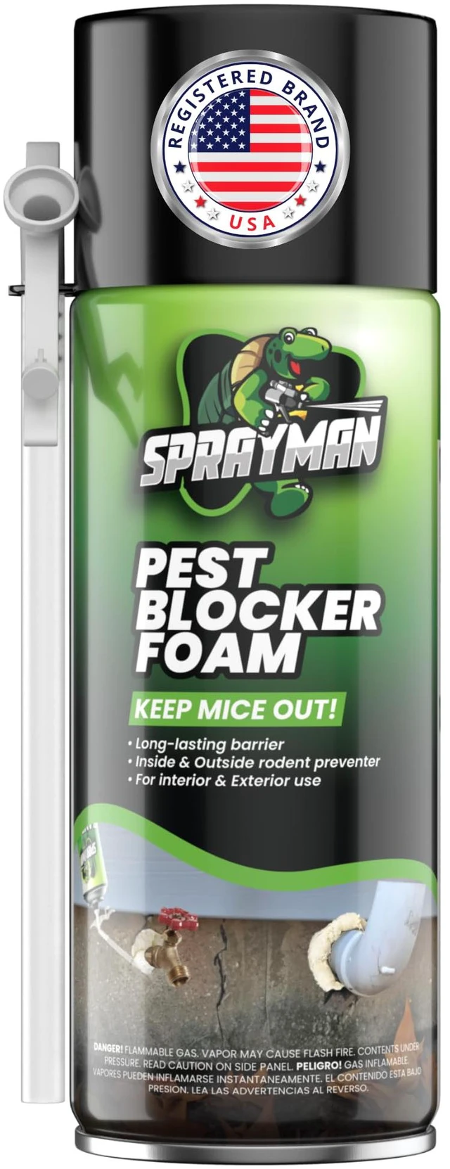 Main image of Pest Block Spray Foam - (1x12oz) 100% Odor-Free! Mouse - Rodent Repellent & Hardens Strong Polyurethane Mouse Blocker Foam Sealant Use Wall Foam Filler for Holes and Cracks, Over Paintable- 1 Pack