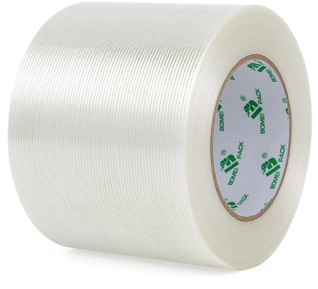 Main image of Wide Strapping Tape, 4Inch Heavy Duty Reinforced Packing Tape, Fiberglass Filament 60yds 5.5Mil