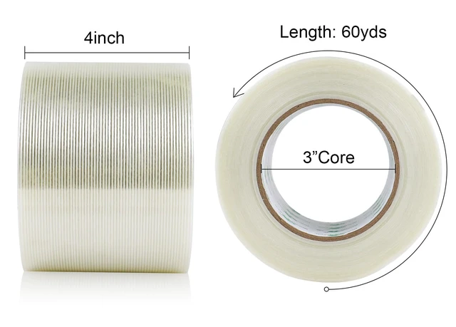Alt view image 2 of 7 - Wide Strapping Tape, 4Inch Heavy Duty Reinforced Packing Tape, Fiberglass Filament 60yds 5.5Mil