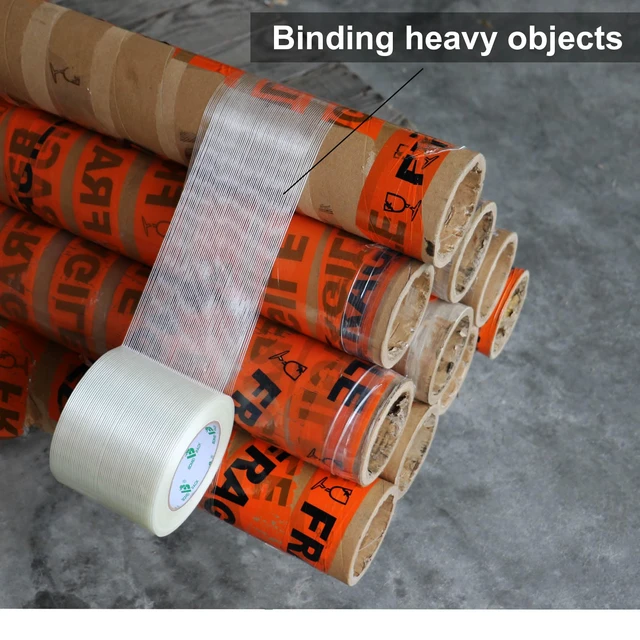 Alt view image 6 of 7 - Wide Strapping Tape, 4Inch Heavy Duty Reinforced Packing Tape, Fiberglass Filament 60yds 5.5Mil