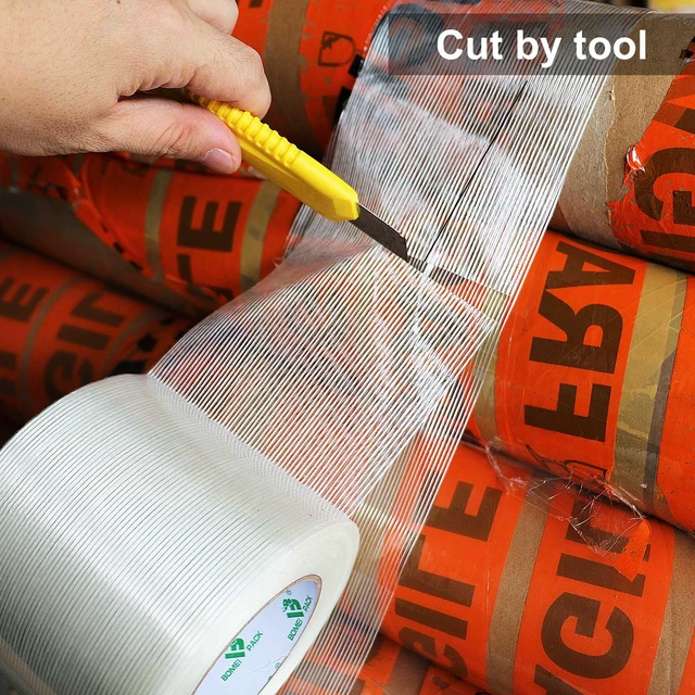 Alt view image 7 of 7 - Wide Strapping Tape, 4Inch Heavy Duty Reinforced Packing Tape, Fiberglass Filament 60yds 5.5Mil