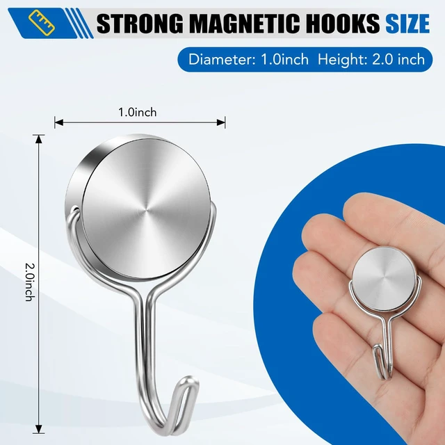 Alt view image 3 of 7 - Magnetic Hooks for Cruise Cabins Essentials 2026 Door Magnets 60LBS 15 Pack Ship Walls Must Haves Classroom Strong Heavy Duty Metal Locker Decor magnet Decorations Fridge Organization Silver