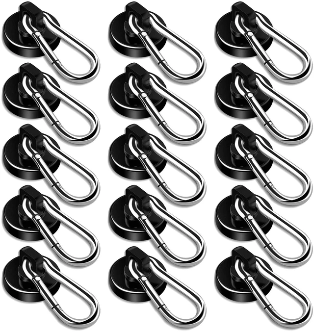 Main image of Magnetic Hooks,Black 15 Pack 70LBS Heavy Duty Magnet Hooks Neodymium Strong Swivel Carabiner Magnet Hooks with Swivel Carabiner,Great for Your Refrigerator and Magnetic Surfaces