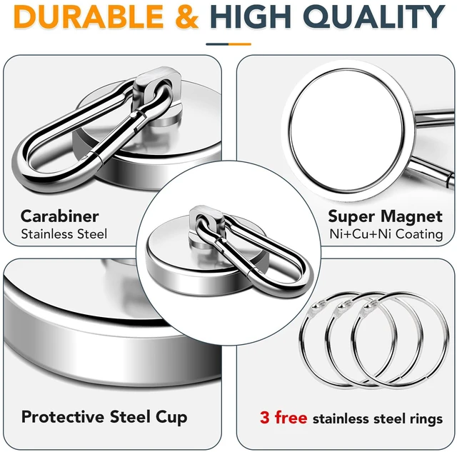 Alt view image 3 of 7 - Magnetic Hooks Heavy Duty 110LBS+ Strong Neodymium Magnets With Swivel Carabiner Hook Magnets with Hooks Magnetic Hangers for Locker Kitchen Cruise Cabin Office 10 Pack