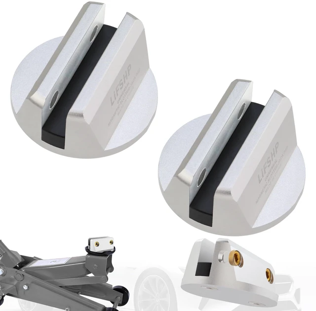 Main image of 2Pcs Universal Aluminum Magnetic Grooved Pinch Weld Jack Pad-Silver Frame Rail Jack Pad Adapter for SUV, Pickup, Sedan, MPV & Wagon, Essential for DIY Tire Changing & Vehicle OilChange Repairs