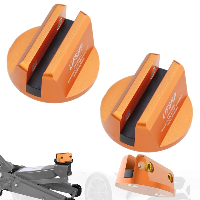 Main image of 2Pcs Universal Aluminum Magnetic Grooved Pinch Weld Jack Pad-Orange Frame Rail Jack Pad Adapter for SUV, Pickup, Sedan, MPV & Wagon, Essential for DIY Tire Changing & Vehicle OilChange Repairs