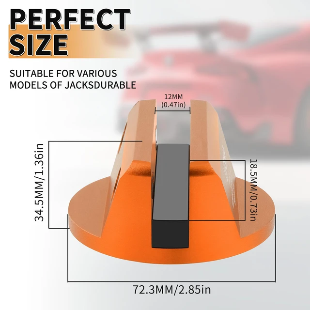 Alt view image 3 of 6 - 2Pcs Universal Aluminum Magnetic Grooved Pinch Weld Jack Pad-Orange Frame Rail Jack Pad Adapter for SUV, Pickup, Sedan, MPV & Wagon, Essential for DIY Tire Changing & Vehicle OilChange Repairs