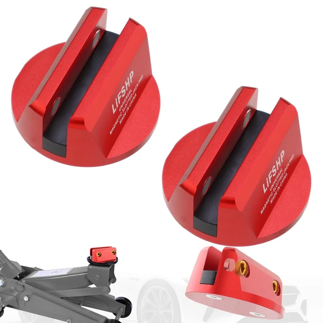Main image of 2Pcs Universal Aluminum Magnetic Grooved Pinch Weld Jack Pad-Red Frame Rail Jack Pad Adapter for SUV, Pickup, Sedan, MPV & Wagon, Essential for DIY Tire Changing & Vehicle OilChange Repairs