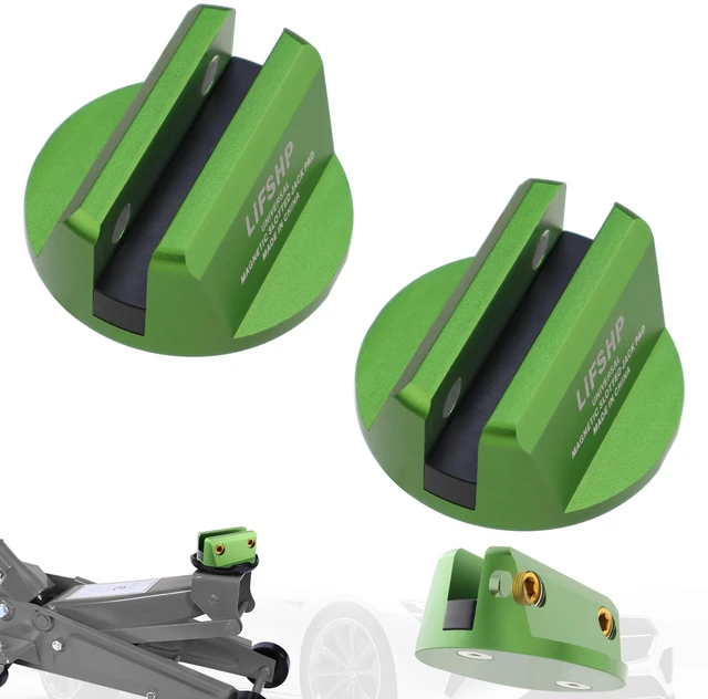 Main image of 2Pcs Universal Aluminum Magnetic Grooved Pinch Weld Jack Pad-Green Frame Rail Jack Pad Adapter for SUV, Pickup, Sedan, MPV & Wagon, Essential for DIY Tire Changing & Vehicle OilChange Repairs