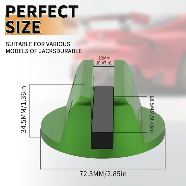 Alt view image 3 of 6 - 2Pcs Universal Aluminum Magnetic Grooved Pinch Weld Jack Pad-Green Frame Rail Jack Pad Adapter for SUV, Pickup, Sedan, MPV & Wagon, Essential for DIY Tire Changing & Vehicle OilChange Repairs