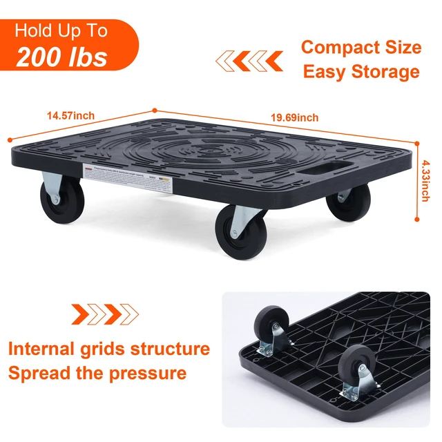 Alt view image 2 of 7 - 80854 Furniture Movers Dolly with Wheels - 200 lb. Capacity (Pack of 2)